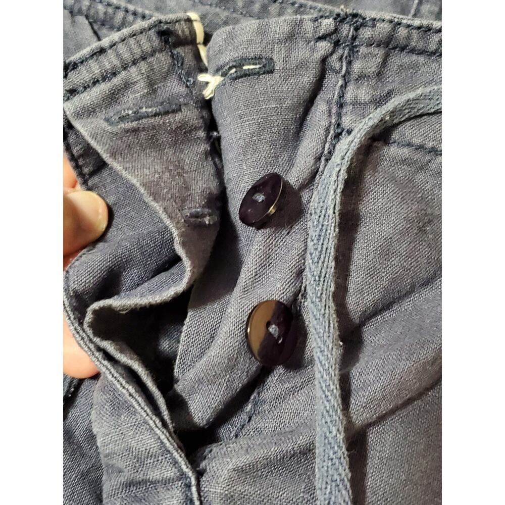L.L. Bean Women’s Linen Skirt Size 12 Navy Blue Drawstring Pockets - Picture 9 of 12